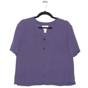 Vintage Talbots 100% Silk Blouse Button Down Size 14 Purple